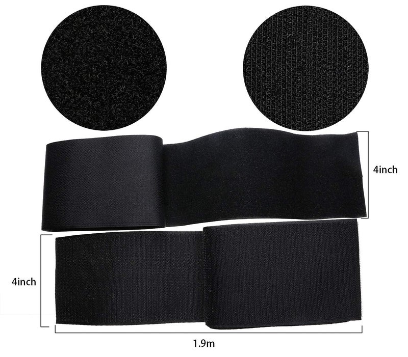 Mini Skater 4 Inch Width Black Sew on Hook Fastener Strips Non-Adhesive Back Nylon Fabric Loop Tape for Bag, Clothes, Shoe, DIY Craft,2 Yard Length - Image 2